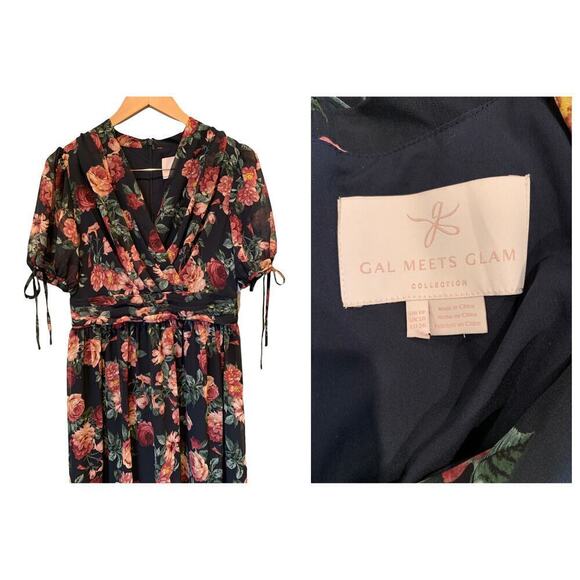 GAL MEETS GLAM COLLECTION Ashlynn Floral Print Chiffon Maxi Dress (US/6P) - Picture 4 of 9